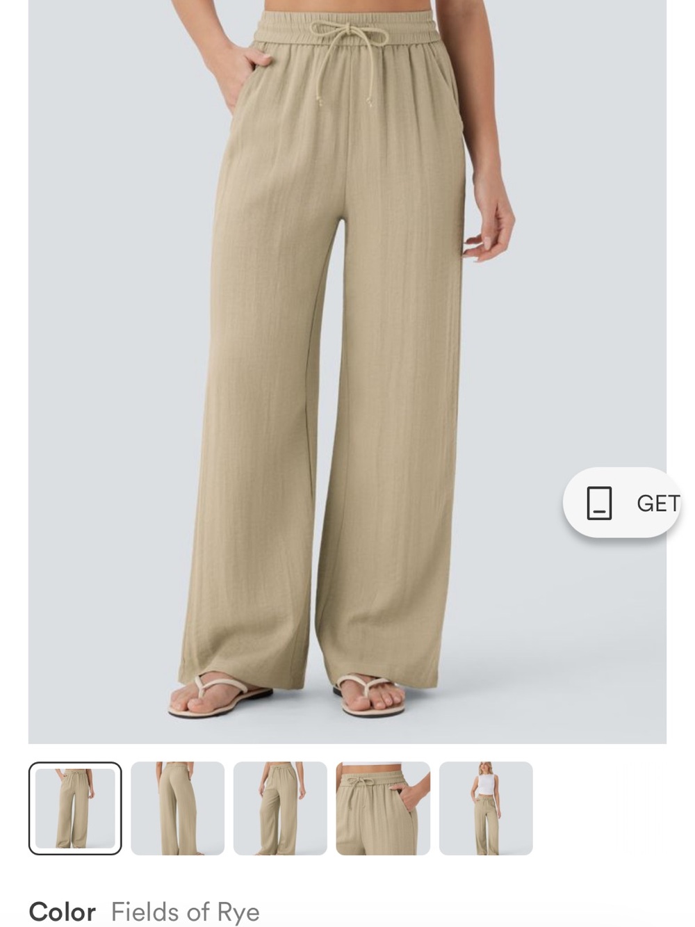 Halara High Waisted Draw String Pocket Wide Leg Pants